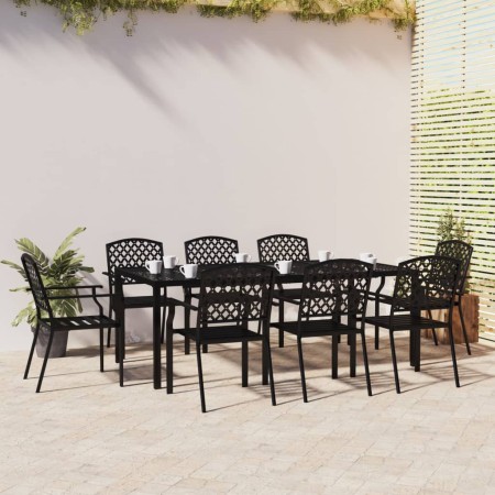 Juego de comedor de jardín 9 piezas acero gris antracita de vidaXL, Conjuntos de jardín - Ref: Foro24-3188006, Precio: 816,42...