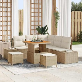 Conjunto de sofás de jardín con cojín 8 pcs Beige Poliratán en Sofás de exterior | Comprar online en Foru.es