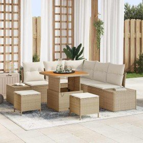 Conjunto de sofás de jardín con cojín 8 pcs Beige Poliratán en Sofás de exterior | Comprar online en Foru.es