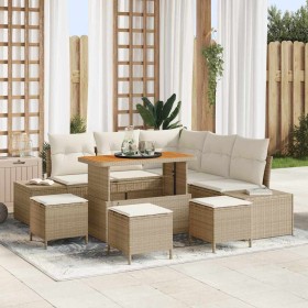 Conjunto de sofá de jardín 8 pcs Beige Poliratán en Sofás de exterior | Comprar online en Foru.es