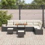Conjunto de sofás de jardín con cojín 9 pcs Negro Poliratán en Sofás de exterior | Comprar online en Foru.es