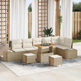 Conjunto de sofás de jardín con cojín 9 pcs Beige Poliratán en Sofás de exterior | Comprar online en Foru.es