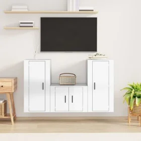 Set de muebles de TV 3 pzas madera contrachapada blanco brillo de vidaXL, Muebles TV - Ref: Foro24-3188520, Precio: 145,62 €,...