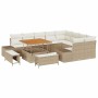 Conjunto de sofás de jardín con cojín 12 pcs Beige Poliratán en Sofás de exterior | Comprar online en Foru.es