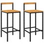 Taburetes altos 2 uds madera de acacia y ratán sintético negro de vidaXL, Taburetes de cocina - Ref: Foro24-362606, Precio: 9...