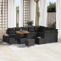 Conjunto de sofá de jardín con cojín con almohada 12 pcs Negro en Sofás de exterior | Comprar online en Foru.es