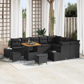 Conjunto de sofá de jardín con cojín con almohada 12 pcs Negro en Sofás de exterior | Comprar online en Foru.es