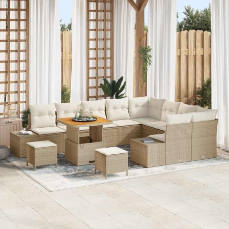 Conjunto de sofá de jardín con cojín 12 pcs Beige y Crema en Sofás de exterior | Comprar online en Foru.es