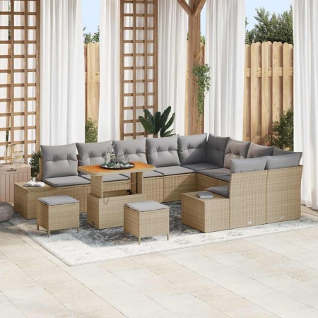 Conjunto de sofá de jardín con cojín 12 pcs Beige y Gris Claro en Sofás de exterior | Comprar online en Foru.es
