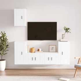Set de muebles de TV 5 pzas madera contrachapada blanco brillo de vidaXL, Muebles TV - Ref: Foro24-3188576, Precio: 227,27 €,...