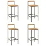 Taburetes altos 4 uds madera de acacia y ratán sintético gris de vidaXL, Taburetes de cocina - Ref: Foro24-362609, Precio: 16...