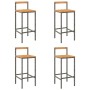 Taburetes altos 4 uds madera de acacia y ratán sintético gris de vidaXL, Taburetes de cocina - Ref: Foro24-362609, Precio: 17...