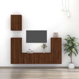 Set de muebles para TV 5 pzas madera contrachapada roble marrón de vidaXL, Muebles TV - Ref: Foro24-3188781, Precio: 232,86 €...