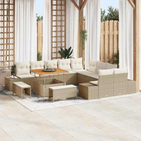 Conjunto de sofá de jardín con cojín 13 pcs Beige y Crema en Sofás de exterior | Comprar online en Foru.es