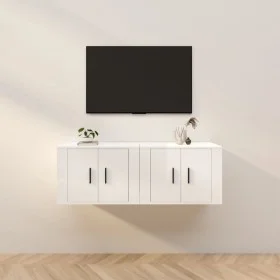 Wand-TV-Schränke 2 Stück glänzend weiß 57x34,5x40 cm von vidaXL, TV-Möbel - Ref: Foro24-3188336, Preis: 79,36 €, Rabatt: %