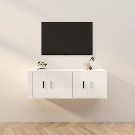 Muebles para TV de pared 2 uds blanco brillante 57x34,5x40 cm de vidaXL, Muebles TV - Ref: Foro24-3188336, Precio: 80,30 €, D...