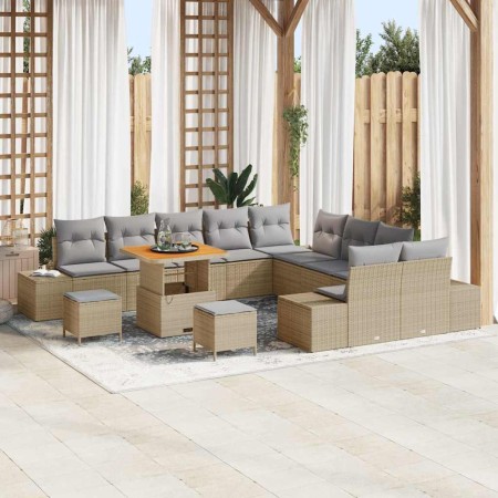 Conjunto de sofá de jardín con cojín 13 pcs Beige y Gris Claro en Sofás de exterior | Comprar online en Foru.es
