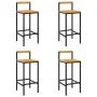 Taburetes altos 4 uds madera de acacia y ratán sintético negro de vidaXL, Taburetes de cocina - Ref: Foro24-362608, Precio: 1...