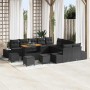 Conjunto de sofá de jardín con cojín con almohada 13 pcs Negro en Sofás de exterior | Comprar online en Foru.es