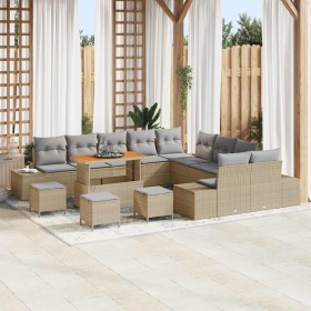 Conjunto de sofá de jardín con cojín 13 pcs Beige y Gris Claro en Sofás de exterior | Comprar online en Foru.es
