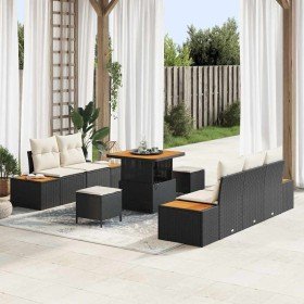 Conjunto de sofá de jardín con cojín 8 pcs Negro y crema en Sofás de exterior | Comprar online en Foru.es
