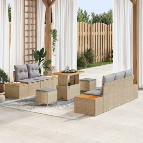 Conjunto de sofá de jardín con cojín 8 pcs Beige y Gris Claro en Sofás de exterior | Comprar online en Foru.es