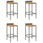 Taburetes altos 4 uds madera de acacia y ratán sintético gris de vidaXL, Taburetes de cocina - Ref: Foro24-362605, Precio: 15...