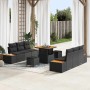 Conjunto de sofás de jardín con cojín 9 pcs Negro Poliratán en Sofás de exterior | Comprar online en Foru.es