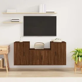 Set de muebles para TV 3 pzas madera contrachapada roble marrón de vidaXL, Muebles TV - Ref: Foro24-3188501, Precio: 111,42 €...