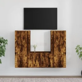 Set de muebles de TV 3 pzas madera contrachapada roble ahumado de vidaXL, Muebles TV - Ref: Foro24-3188747, Precio: 142,20 €,...