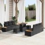Conjunto de sofás de jardín con cojín 9 pcs Negro Poliratán en Sofás de exterior | Comprar online en Foru.es