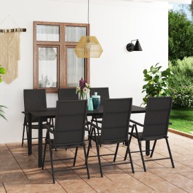Juego de comedor para jardín 7 piezas negro en Conjuntos de jardín | Comprar online en Foru.es