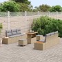 Conjunto de sofás de jardín con cojín 9 pcs Beige Poliratán en Sofás de exterior | Comprar online en Foru.es
