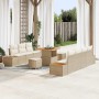 Conjunto de sofás de jardín con cojín 10 pcs Beige Poliratán en Sofás de exterior | Comprar online en Foru.es