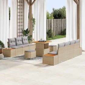 Conjunto de sofás de jardín con cojín 10 pcs Beige Poliratán en Sofás de exterior | Comprar online en Foru.es