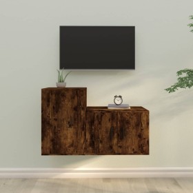 Set de muebles de TV 2 pzas madera contrachapada roble ahumado de vidaXL, Muebles TV - Ref: Foro24-3188451, Precio: 77,66 €, ...