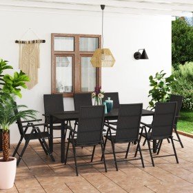 Juego de comedor para jardín 9 piezas negro en Conjuntos de jardín | Comprar online en Foru.es
