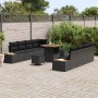 Conjunto de sofás de jardín con cojín 11 pcs Negro Poliratán en Sofás de exterior | Comprar online en Foru.es
