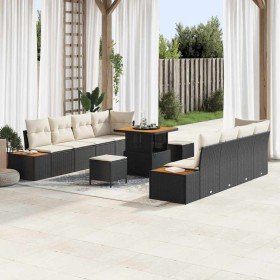 Conjunto de sofás de jardín con cojín 11 pcs Negro Poliratán en Sofás de exterior | Comprar online en Foru.es