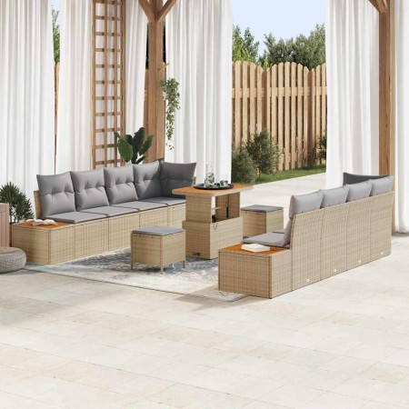 Conjunto de sofás de jardín con cojín 11 pcs Beige Poliratán en Sofás de exterior | Comprar online en Foru.es