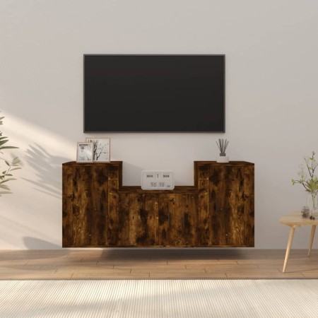 Set de muebles de TV 3 pzas madera contrachapada roble ahumado de vidaXL, Muebles TV - Ref: Foro24-3188387, Precio: 109,05 €,...