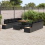 Conjunto de sofás de jardín con cojín 11 pcs Negro Poliratán en Sofás de exterior | Comprar online en Foru.es
