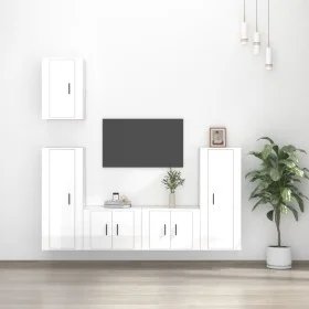 Set de muebles de TV 5 pzas madera contrachapada blanco brillo de vidaXL, Muebles TV - Ref: Foro24-3188776, Precio: 239,77 €,...