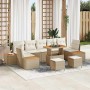 Conjunto de sofás de jardín con cojín 10 pcs Beige Poliratán en Sofás de exterior | Comprar online en Foru.es