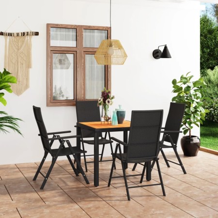Juego de comedor de jardín 5 piezas negro y marrón en Conjuntos de jardín | Comprar online en Foru.es