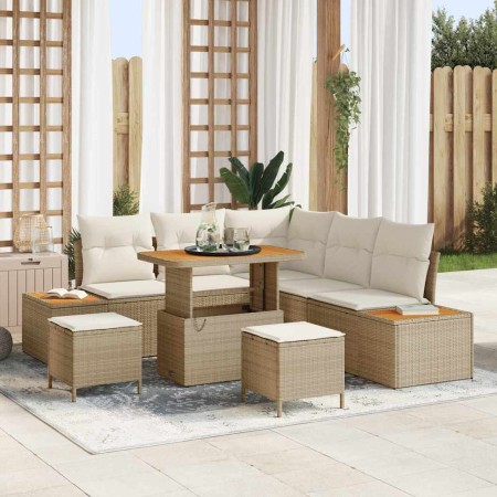 Conjunto de sofá de jardín con cojín Beige Poliratán en Sofás de exterior | Comprar online en Foru.es