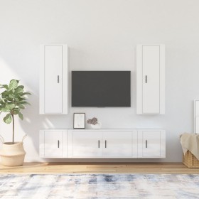 Set de muebles de TV 5 pzas madera contrachapada blanco brillo de vidaXL, Muebles TV - Ref: Foro24-3188832, Precio: 244,92 €,...