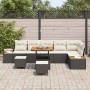 Conjunto de sofás de jardín con cojín 9 pcs Negro Poliratán en Sofás de exterior | Comprar online en Foru.es