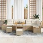 Conjunto de sofás de jardín con cojín 9 pcs Beige Poliratán en Sofás de exterior | Comprar online en Foru.es