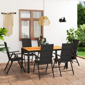 Juego de comedor de jardín 7 piezas negro y marrón en Conjuntos de jardín | Comprar online en Foru.es